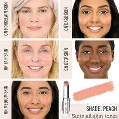 Studio 10 Wake up & Glow Lip & Cheek Tint in shade Peach on different skin tones