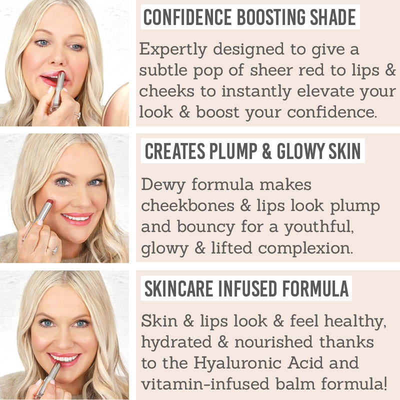 Benefits of Studio 10 Wake Up & Glow Lip & Cheek Tint in shade 'EmpoweRED Poppy'