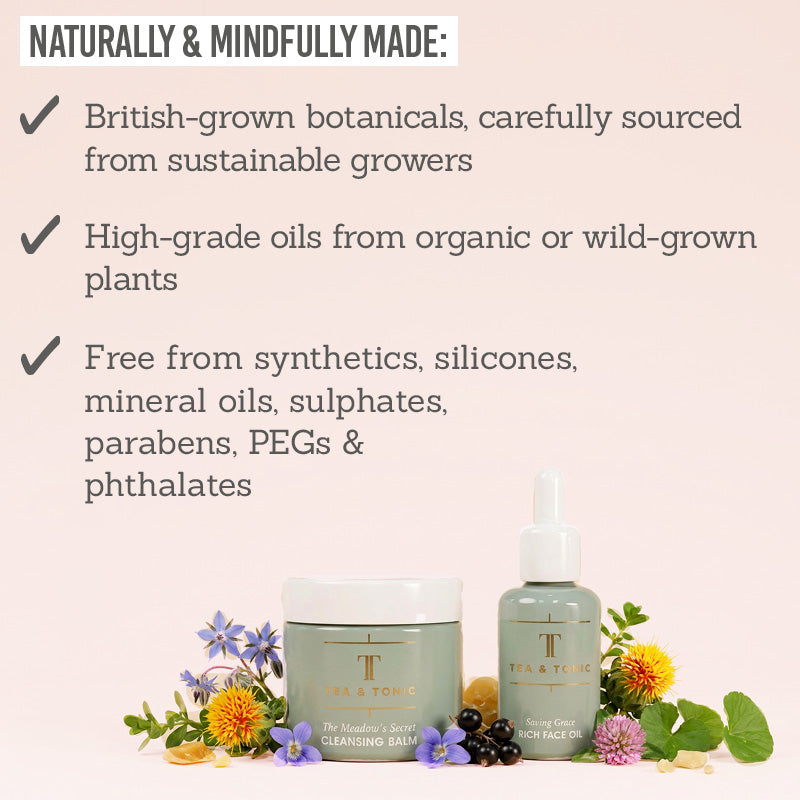 Tea + Tonic Cleansing Balm & Face Oil Duo - naturally & mindfully made: British-grown botanicals, high-grade oils, free-from