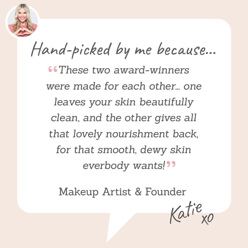Tea + Tonic Cleansing Balm & Face Oil Duo hand-picked by Katie to leave your skin clean, nourished, smooth & dewy!
