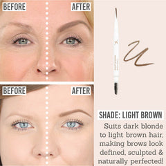 VANI-T Sculpt & Define Brow Pencil before and after in shade light brown