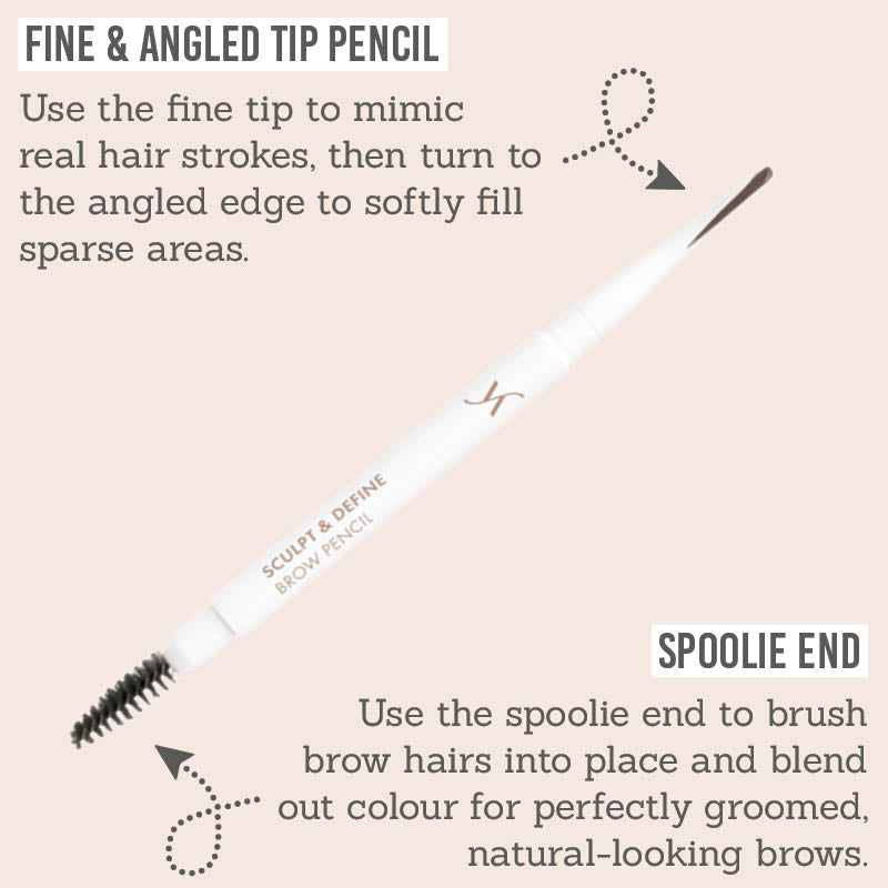 VANI-T Sculpt & Define Brow Pencil features fine & angled tip pencil end and spoolie end