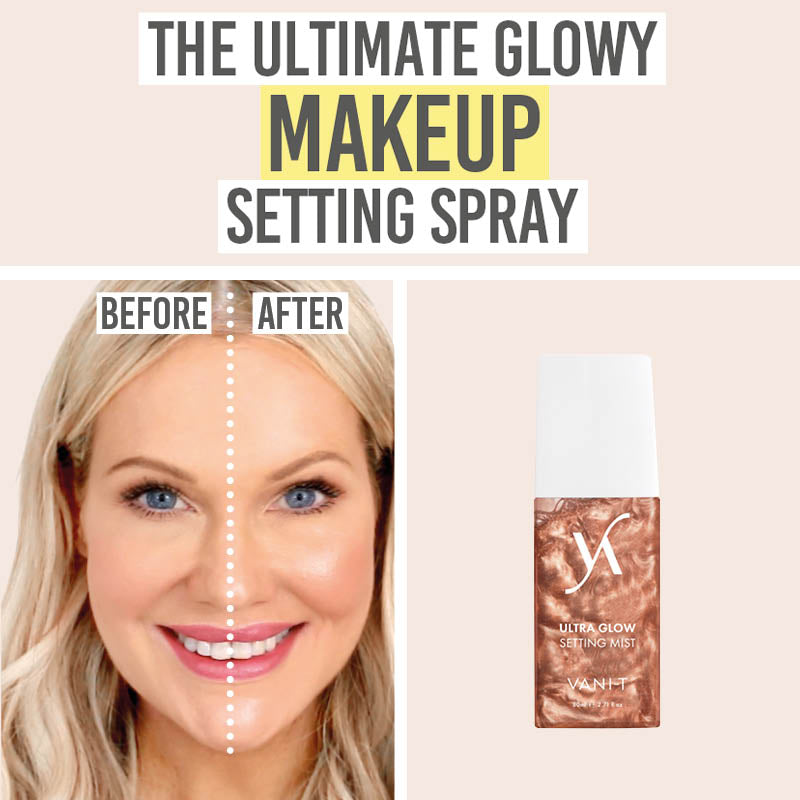 VANI-T Ultra Glow Setting Mist before and after on Katie