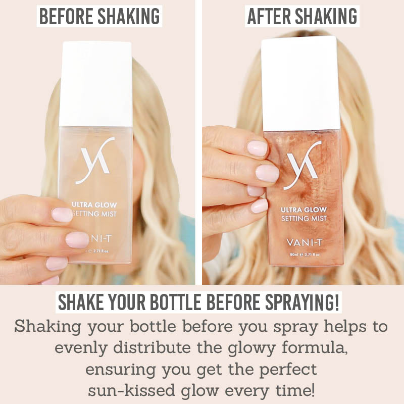 Shake your VANI-T Ultra Glow Setting Mist before spraying