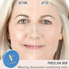Veil Automatte showing before and after results on porcelain skin