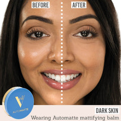 Veil Automatte showing before and after results on dark skin