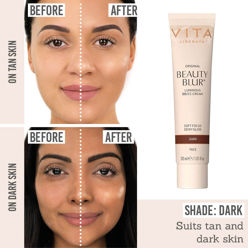 Vita Liberata Beauty Blur Luminous BB/CC Cream in shade dark on tan and dark skin