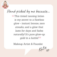 Vita Liberata Tinted Lasting Tan Lotion - hand-picked by Makeup Artist Katie for its instant and long-lasting tan, giving you a beautiful bronzed look that lasts and fades evenly