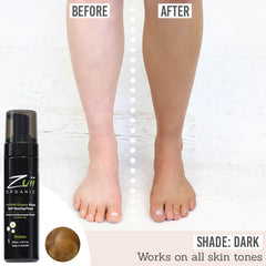 Zuii Flora Self Tanning Foam before and after results of shade dark