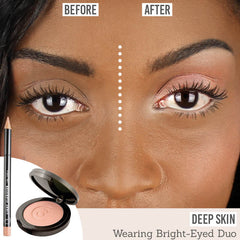 3 Custom Color Bright Eyed Duo before and after results on deep skin tones