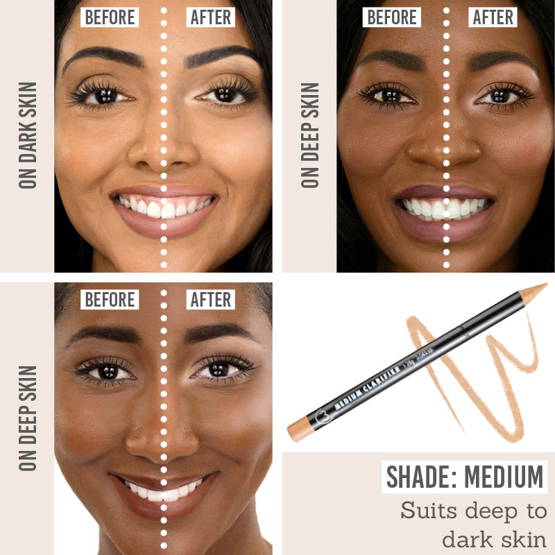  3 Custom Color Lifting and Clarifying Pencil in shade 'Medium' on different skin tones