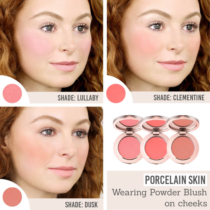 delilah compact powder blushes results on porcelain skin