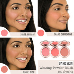 delilah compact powder blushes results on dark skin