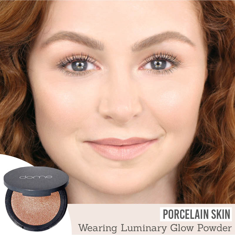 Dome Beauty Luminary Glow Powder Highlighter on porcelain skin