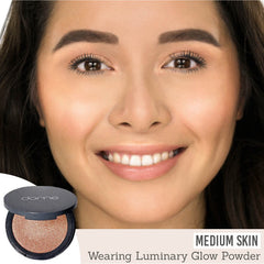 Dome Beauty Luminary Glow Powder Highlighter on medium skin