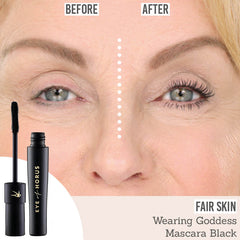 Goddess Black Mascara before and after results on fair skin
