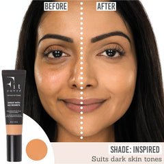 Fitcover Sweat-ready Mineral Infused Liquid Foundation before and after results on dark skin