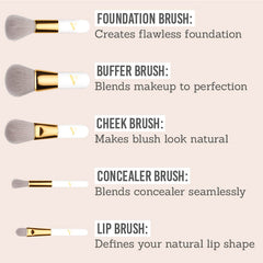 Brushes included in the Veil Pro on the Go 5 Piece Brush Set