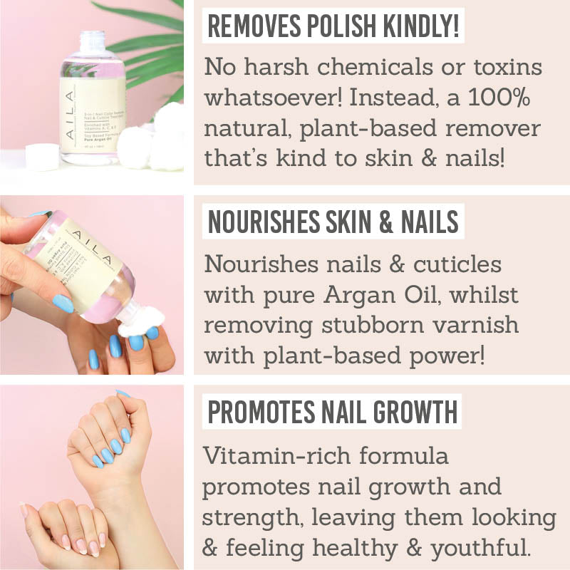 Benefits of Aila 3-in-1 Nail Colour Remover with Pure Argan Oil