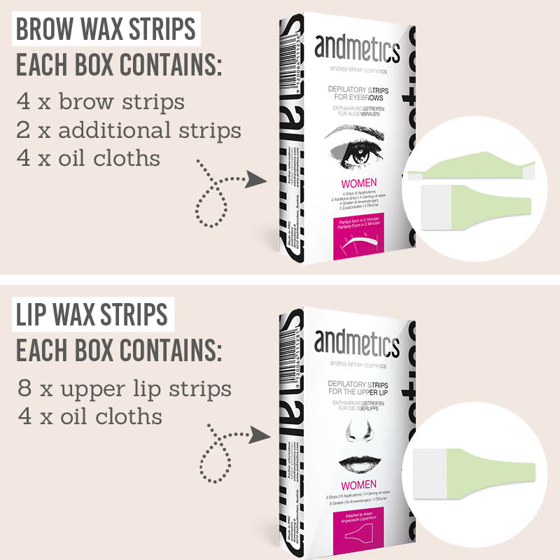 What's included in each Andmetics Wax Strips box