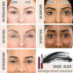 Blinc Amplified Mascara in shade 'Black' on different skin tones