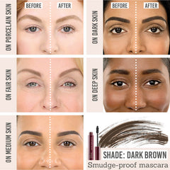 Blinc Amplified Mascara in shade 'Dark Brown' on different skin tones
