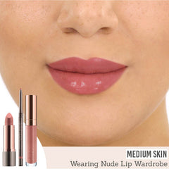 Delilah nude lip wardrobe results on medium skin