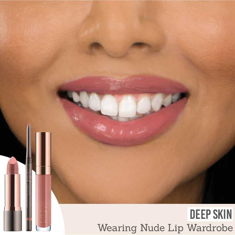 Delilah nude lip wardrobe results on deep skin