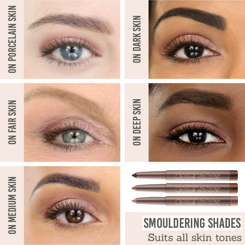 Stay The Night Smooth Shadow Stick Collection results on different skin tones
