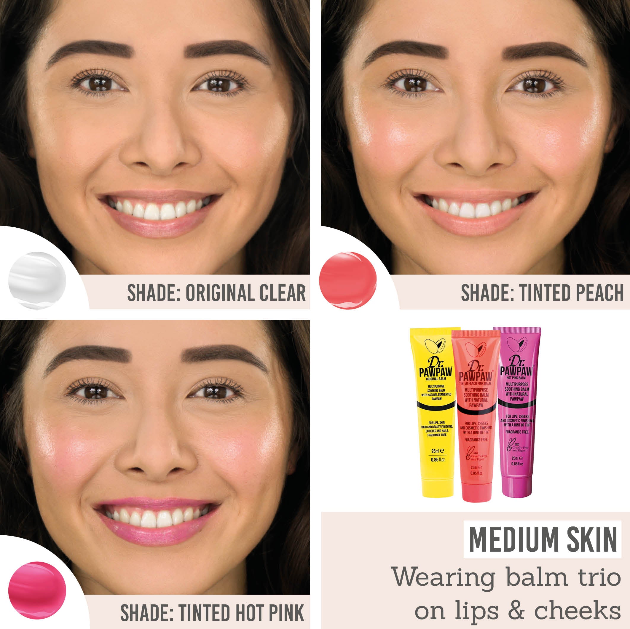 Dr PAWPAW Balm Trio results on medium skin