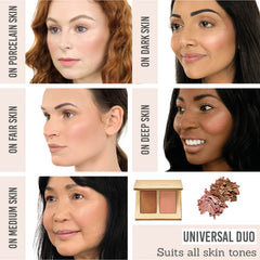 Universal duo palette on different skin tones