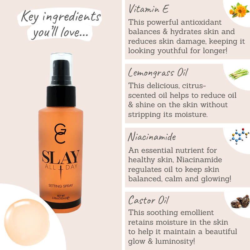 Gerard Cosmetics Slay All Day Setting Spray Peach key ingredients