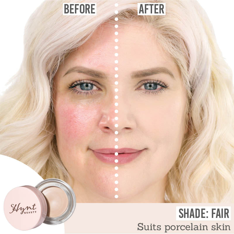 Hynt Beauty Duet Perfecting Concealer in shade Fair before and after on porcelain skin tone