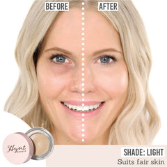 Hynt Beauty Duet Perfecting Concealer in shade Light before and after on fair skin tone
