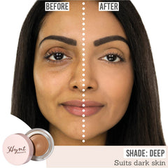 Hynt Beauty Duet Perfecting Concealer in shade Deep before and after on dark skin tone