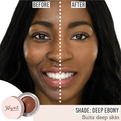 Hynt Beauty Duet Perfecting Concealer in shade Deep Ebony before and after on deep skin tone