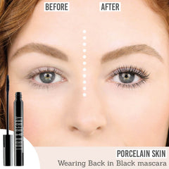 Lord And Berry Back In Black Mascara before and after results on porcelain skin tone