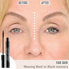 Lord And Berry Back In Black Mascara before and after results on fair skin tone