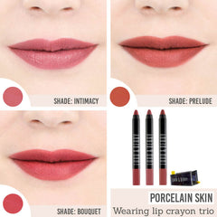 Lord And Berry Lipstick Crayon Trio Sharpener shade results on porcelain skin