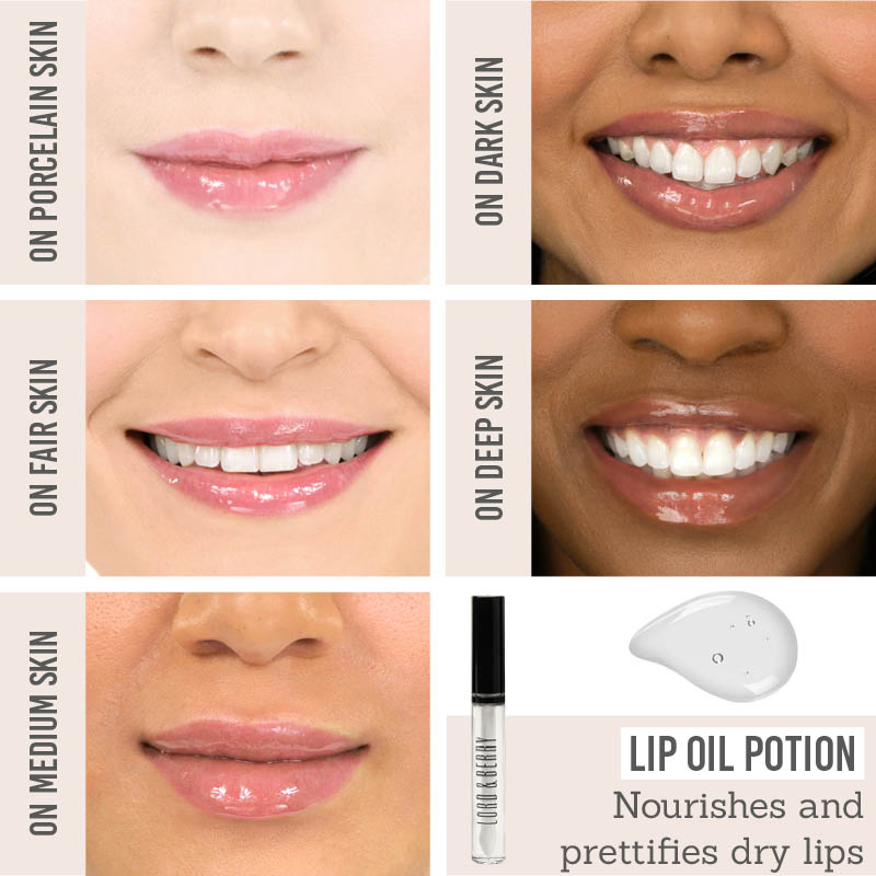 Lord and Berry Lip Oil Potion on different skin tones