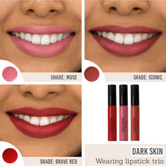 Lord and Berry Timeless Kissproof Lipstick Trio all 3 shades on dark skin