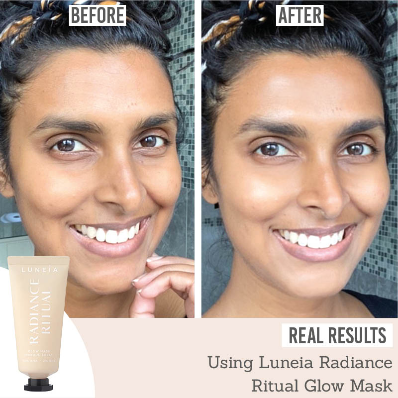 Luneia Radiance Ritual Glow Mask before and after results