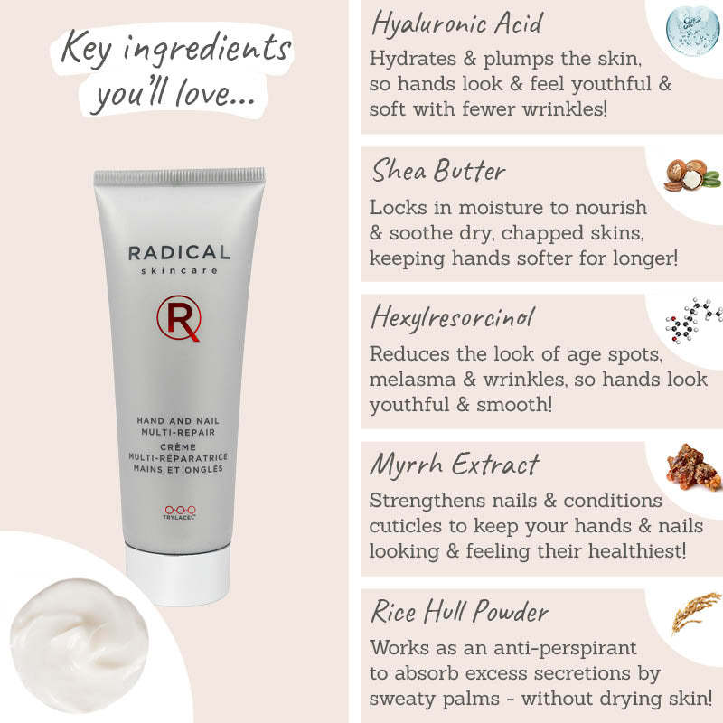 Radical Skincare Hand and Nail Multi Repair ingredients