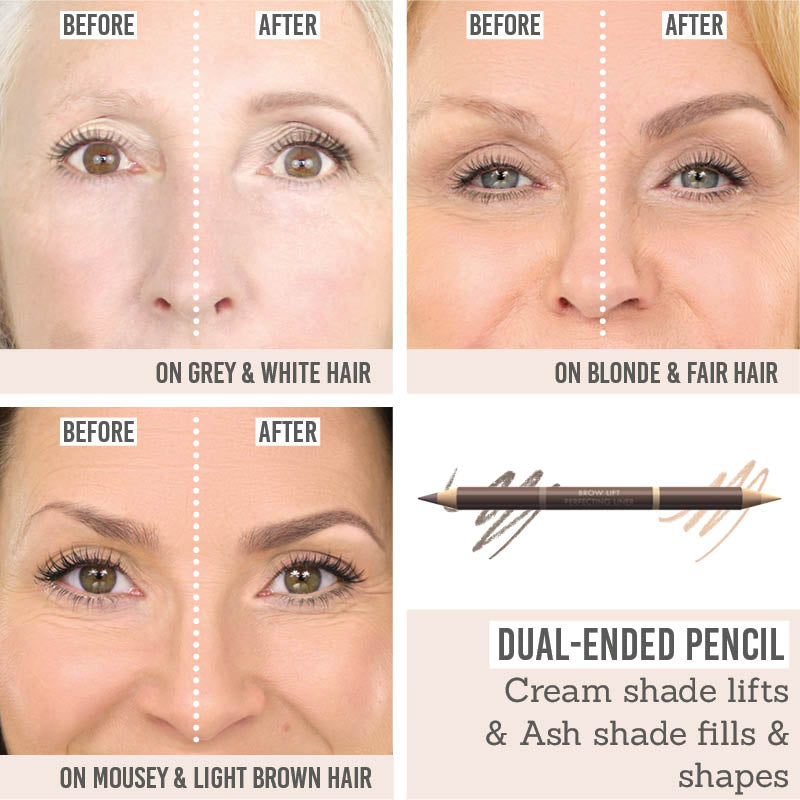Studio 10 Brow Lift Perfecting Brow Pencil before and after results on real women