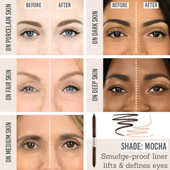 Studio10 I-Lift Longwear Liner before and after results in shade Mocha on different skin tones