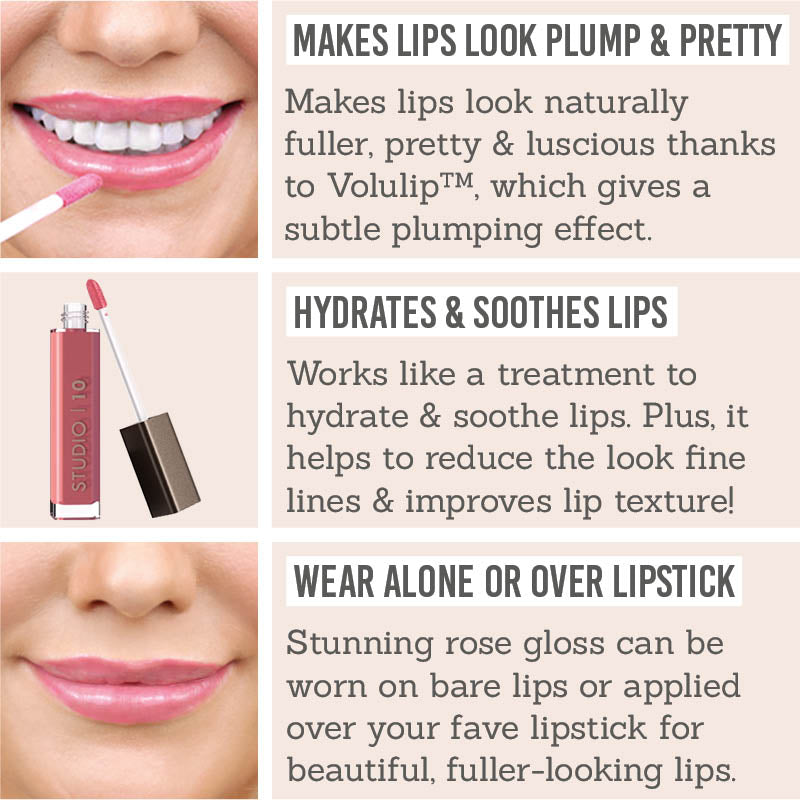Benefits of Studio 10 Plumping Lip Gloss in Rose