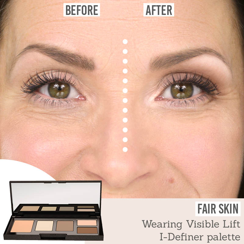 Studio 10 Visible Lift I Definer palette before and after results on fair skin