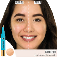 Veil Illuminating Complexion Fix in shade N3 before and after results on medium skin