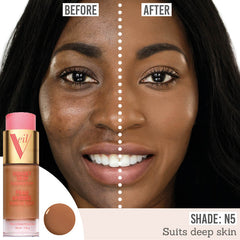 Veil Sunset Skin Foundation in shade N4 on dark skin