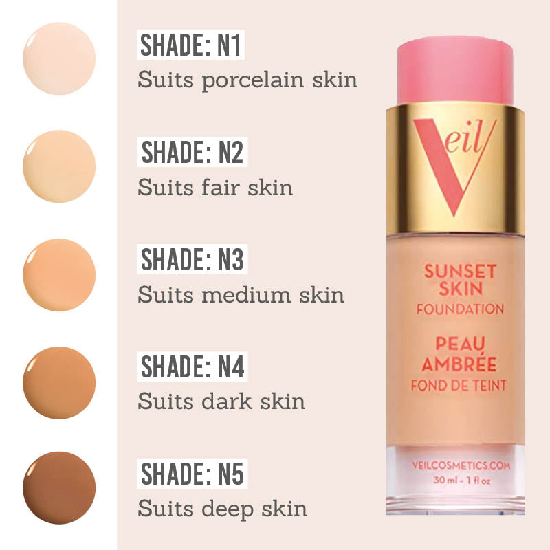 Veil Sunset Skin Foundation shade options